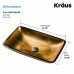 Kraus GVR-210-RE Golden Pearl Rectangular Glass Vessel Bathroom Sink - B00590WDW4